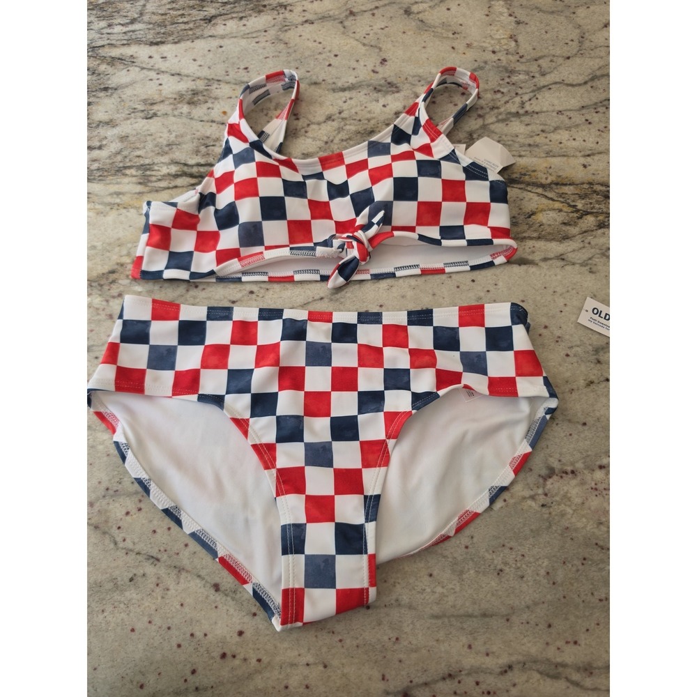 Old Navy red white blue checkered Bikini youth xxl nwt